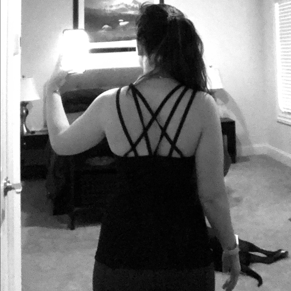 Black tank top with crisscross back